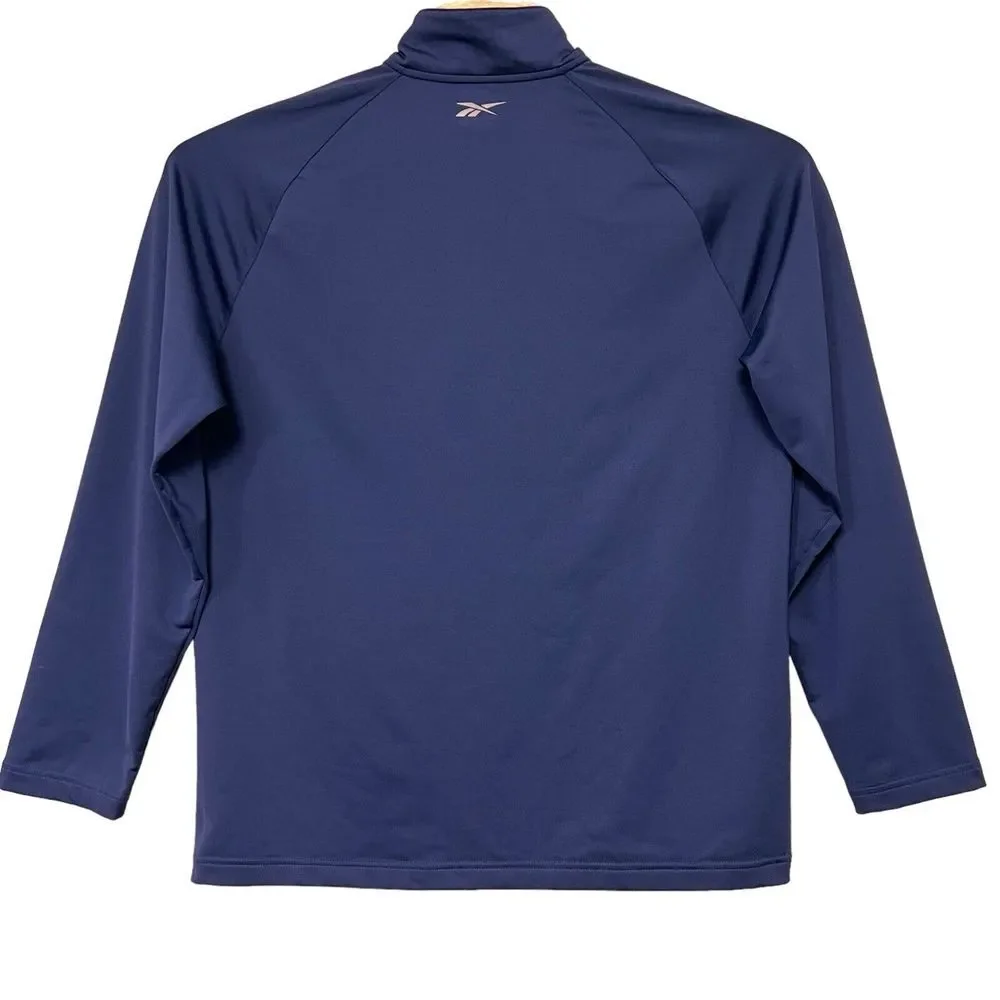 Reebok Track Style Warm Up Jacket Large 1/4 Zip Front Pullover Logo Golf Running